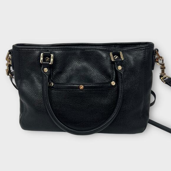 Tory Burch Amanda Mini Satchel Bag Black Pebbled Leather Crossbody - Picture 2 of 16